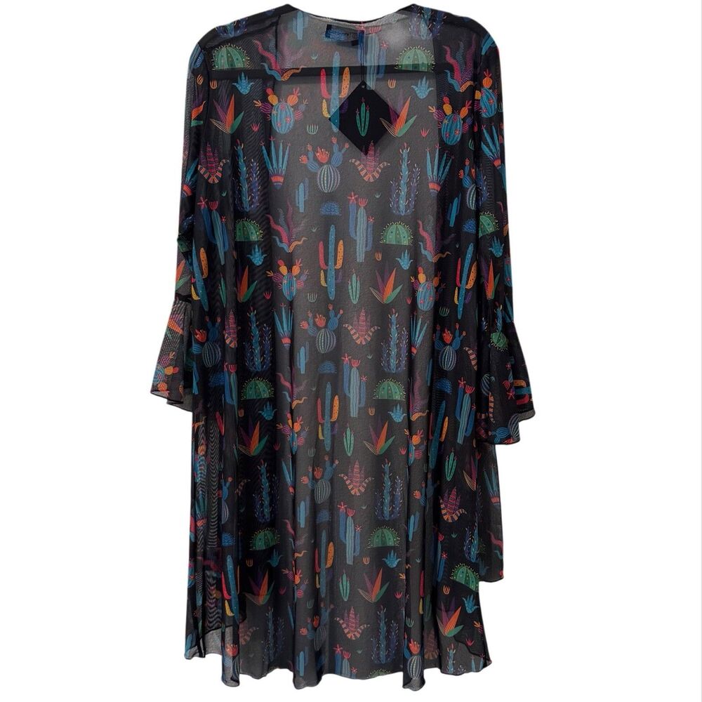 Merigold Kiss Cactus Print Mesh Kimono M/L Western Cowboy‎ Boho Festival